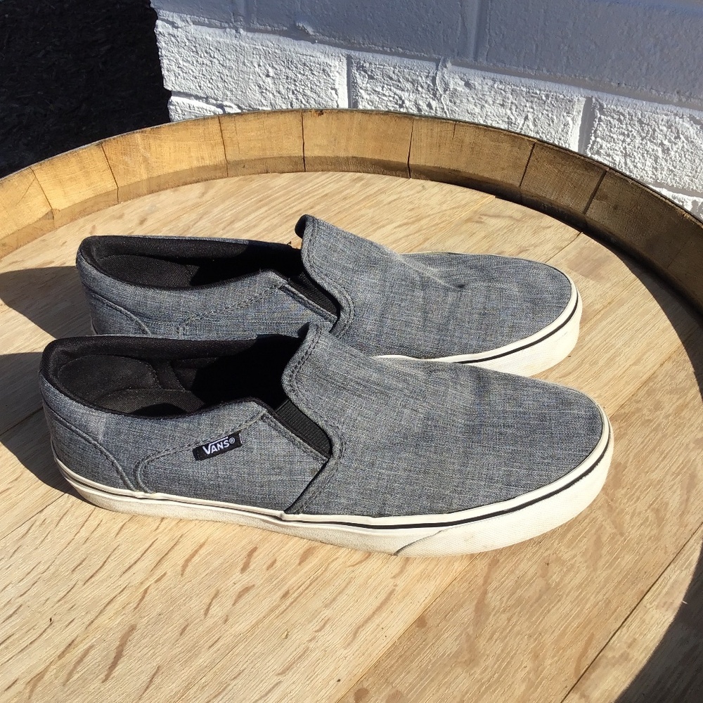 Vans Classic Slip-On Gray Canvas Sneakers | Casual Skate Shoes S 9